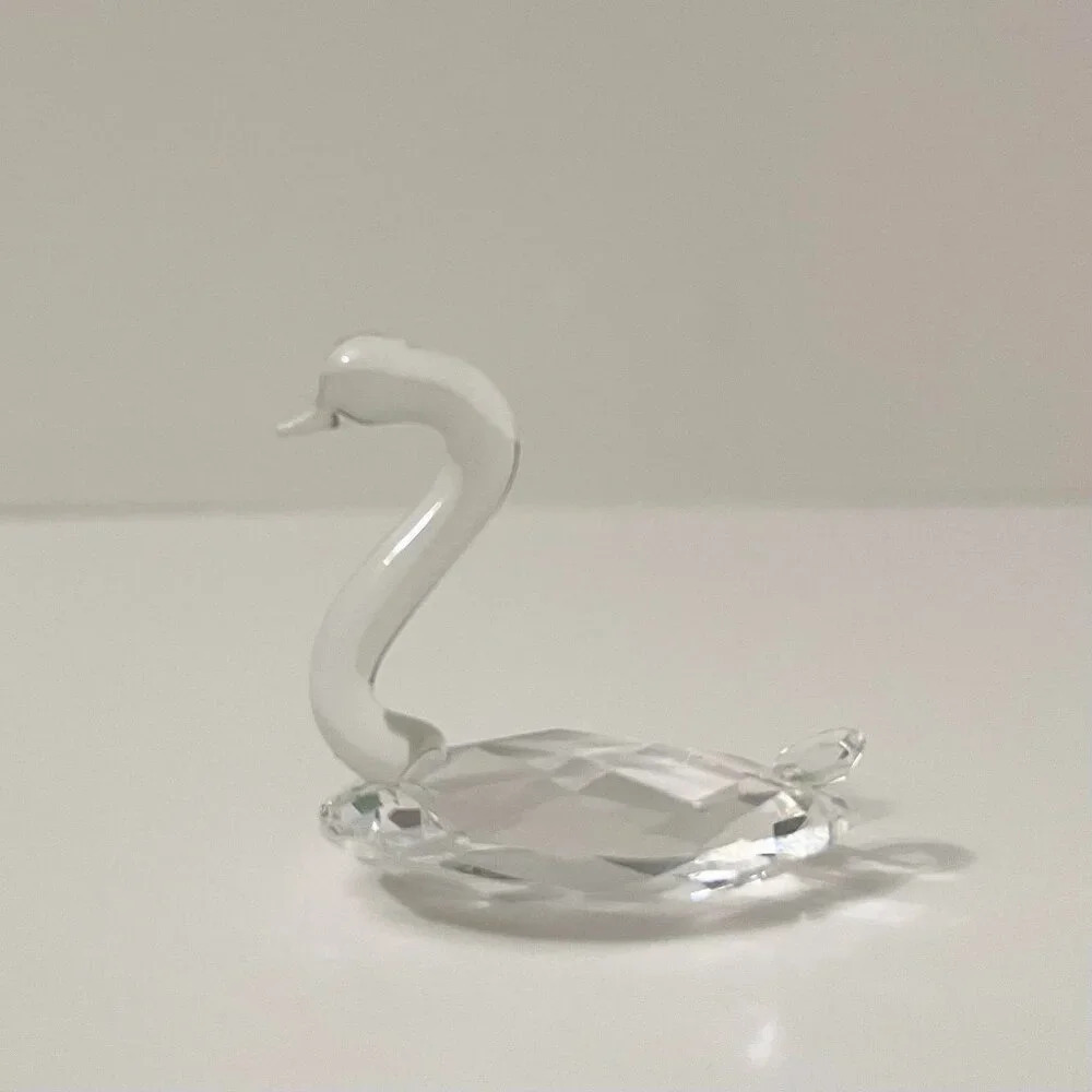 Crystal Glass Swan Figurine Miniature Figure 1.5 Inch